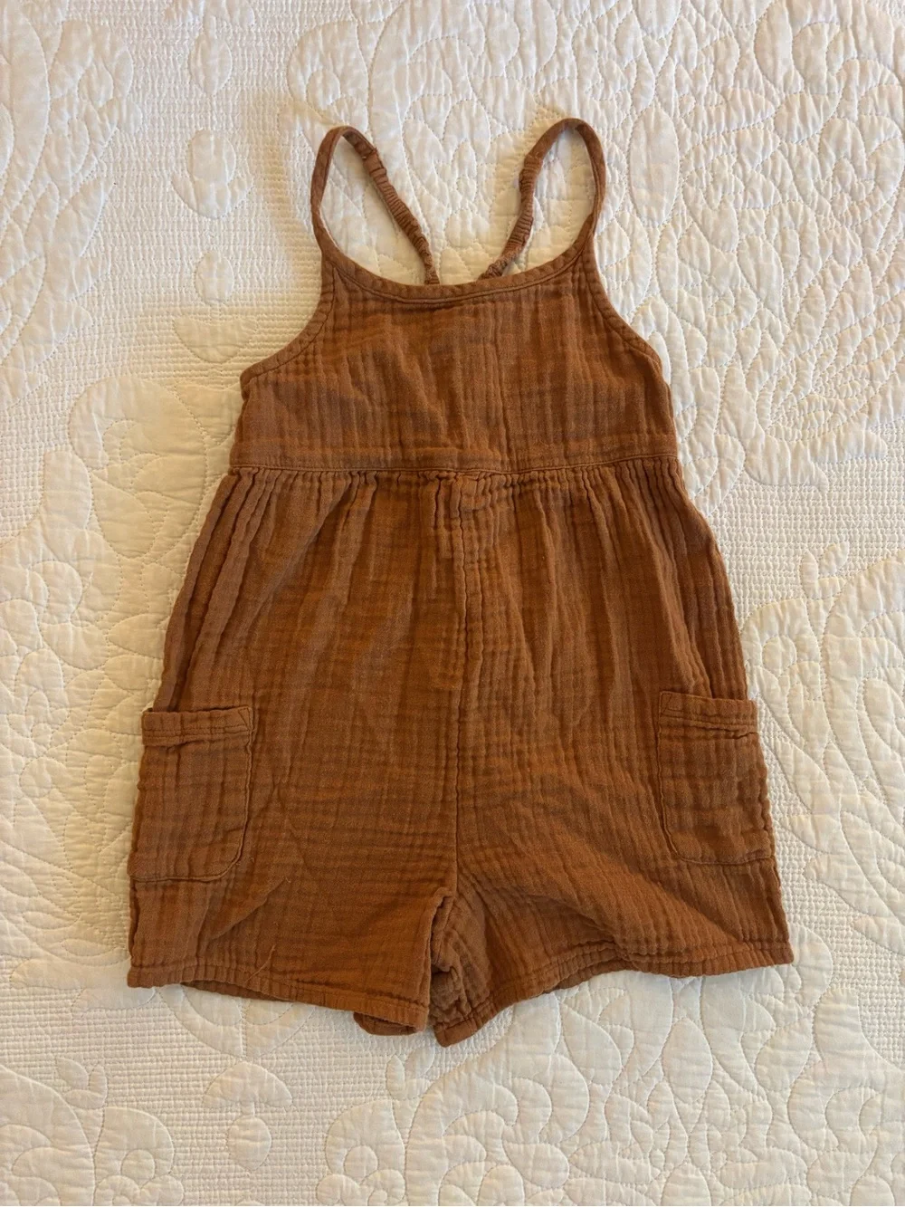 Old Navy Rust Brown Gauze Romper with Pockets